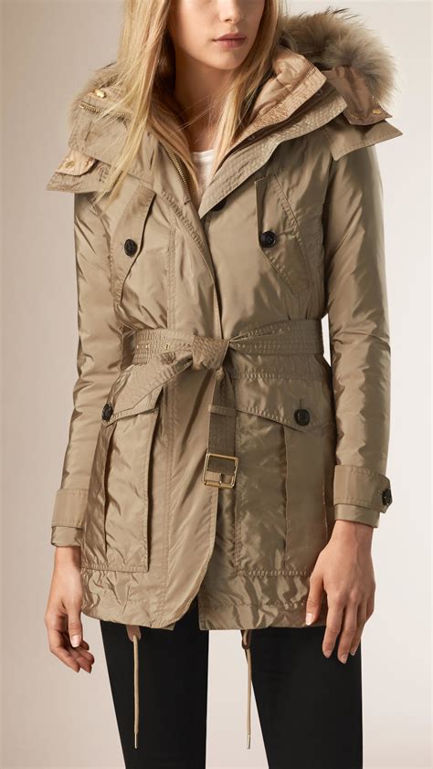 burberry parka with fur hood|Burberry cashmere cape coat.